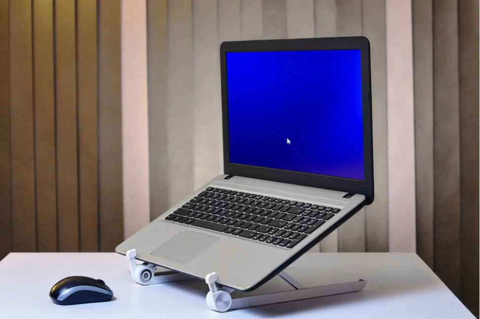 laptop placed on a laptop stand