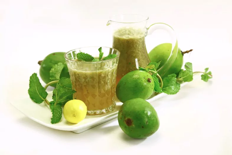 aam panna or salted green mango juice indian summer drink