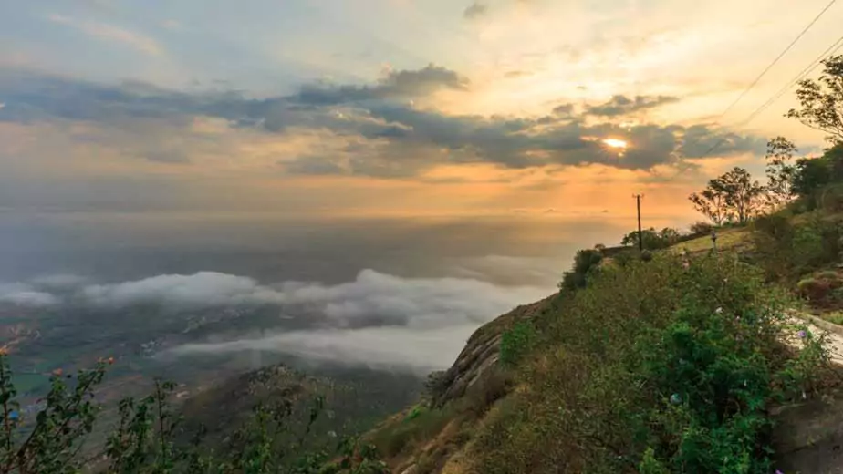 beautiful foggy morning from nandi hills bengaluru