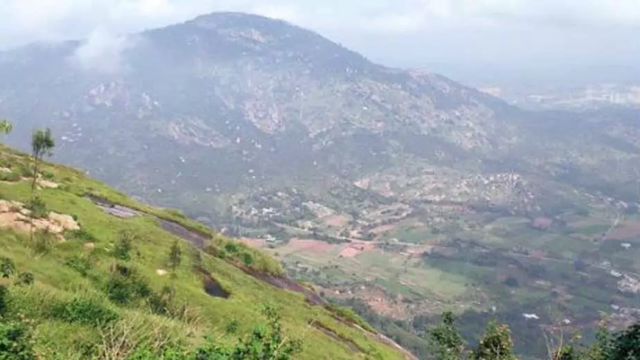 view from tipu's drop at nandi hills located in bangalore india