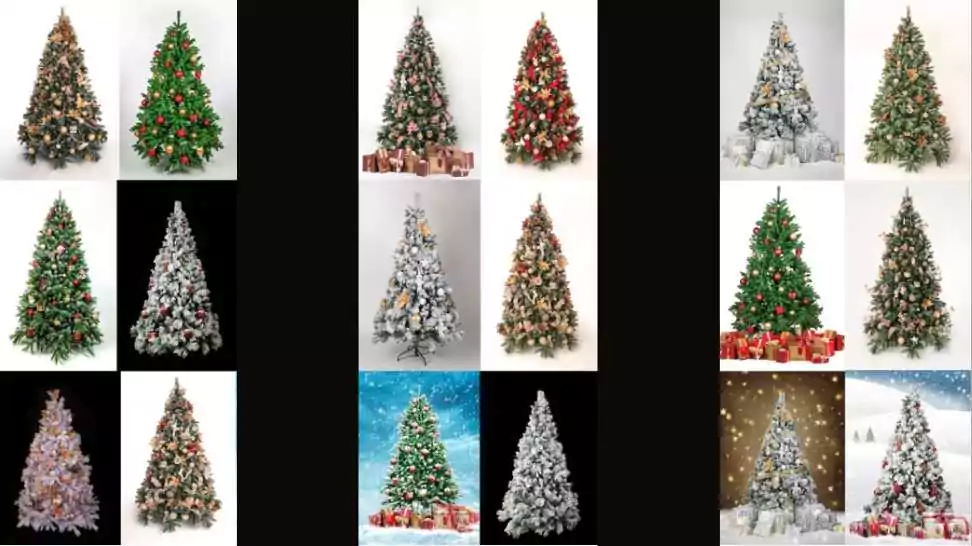 different christmas trees beautifully decorated