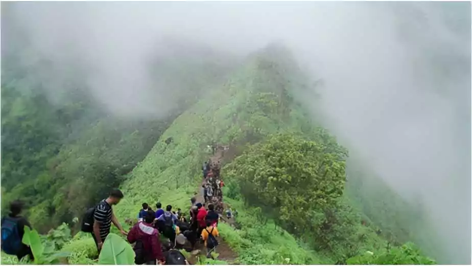 a trekking group in the sahyadri range