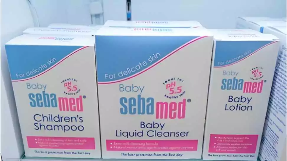 sebamed products display in retail aisle