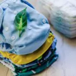stack of reusable nappies ecological trend for baby care washable cloth diapers
