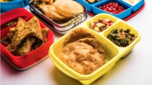 variety or multiple option or combination of healthy food for school going children