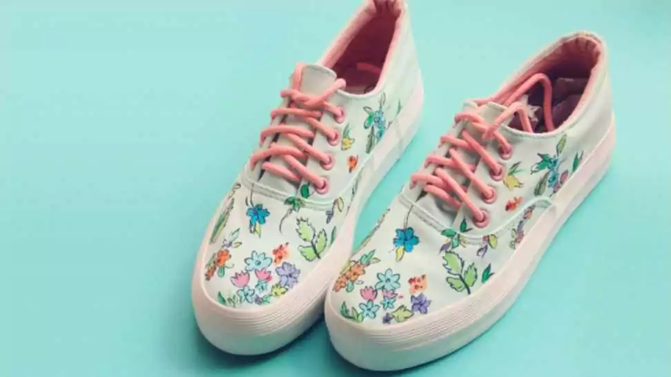 painted floral canvas shoes