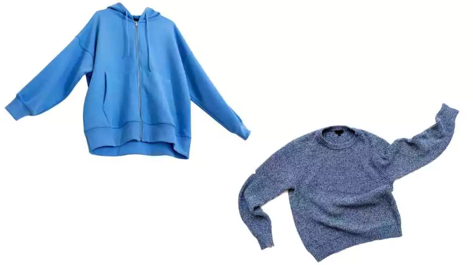 blue zipper hoodie and sweater